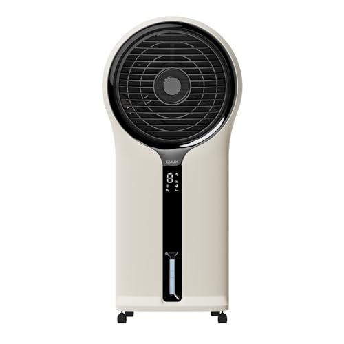 Duux Mist Air Cooler, Evaporative Air Cooler for Rooms Up to 50m2, 3 Speeds and Night Mode, 1-9 Hour Timer and Dimmable Led Display, 5.5l Water Tank