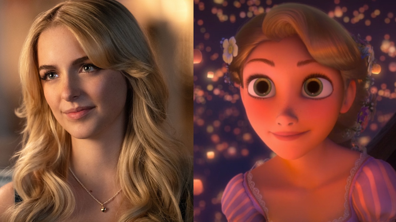 McKenna Grace smiling in Regretting You and Rapunzel smiling in Tangled