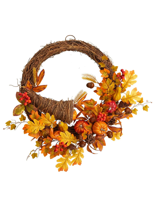 26" Harvest Foliage Cornucopia Artificial Wreath