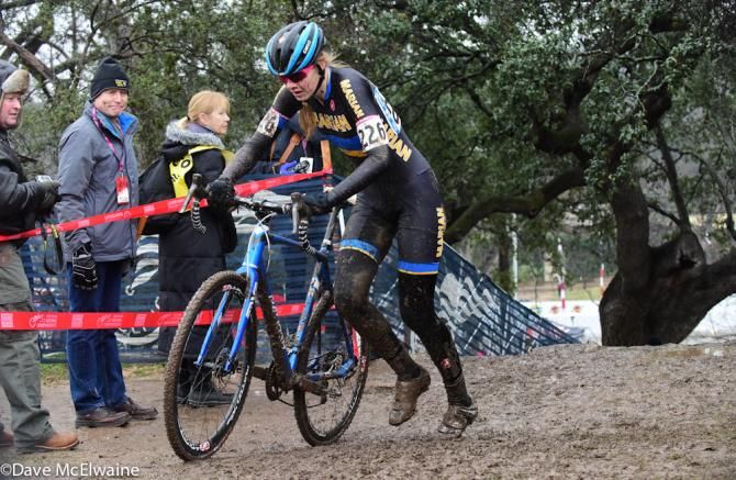 Women's collegiate racing at USA Cycling Cyclo-cross National Championships in Austin, Texas.