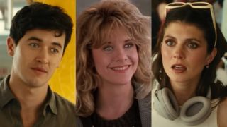 From left to right: Tom Blyth in People We Meet on Vacation, Meg Ryan in When Harry Met Sally and Emily Bader in People We Meet On Vacation.