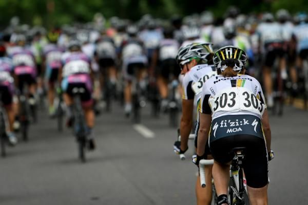 A couple of HTC-Highroad riders make their way back to the bunch.