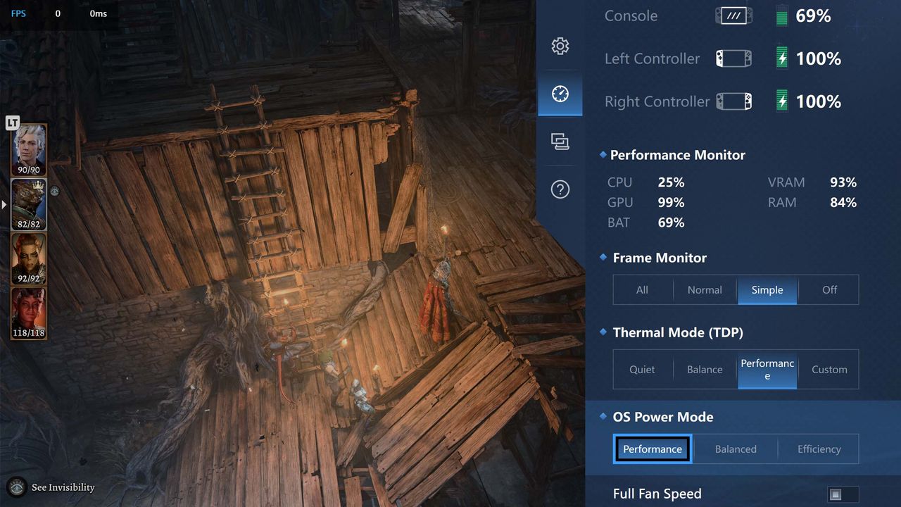 Legion Space Performance Settings.