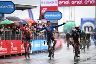 SALERNO ITALY MAY 10 Kaden Groves of Australia and Team AlpecinDeceuninck C celebrates at finish line as stage winner during the 106th Giro dItalia 2023 Stage 5 a 171km stage from Atripalda to Salerno UCIWT on May 10 2023 in Salerno Italy Photo by Tim de WaeleGetty Images