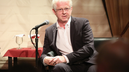 Screenwriter Richard Curtis speaks at the VIP Opening Night Dinner during Advertising Week 2015 AWXII at the New York Friars Club on September 28, 2015 in New York City