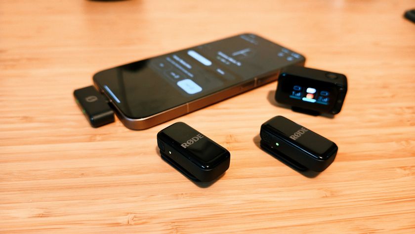 A Rode Wireless Micro Camera Kit on a wooden desk