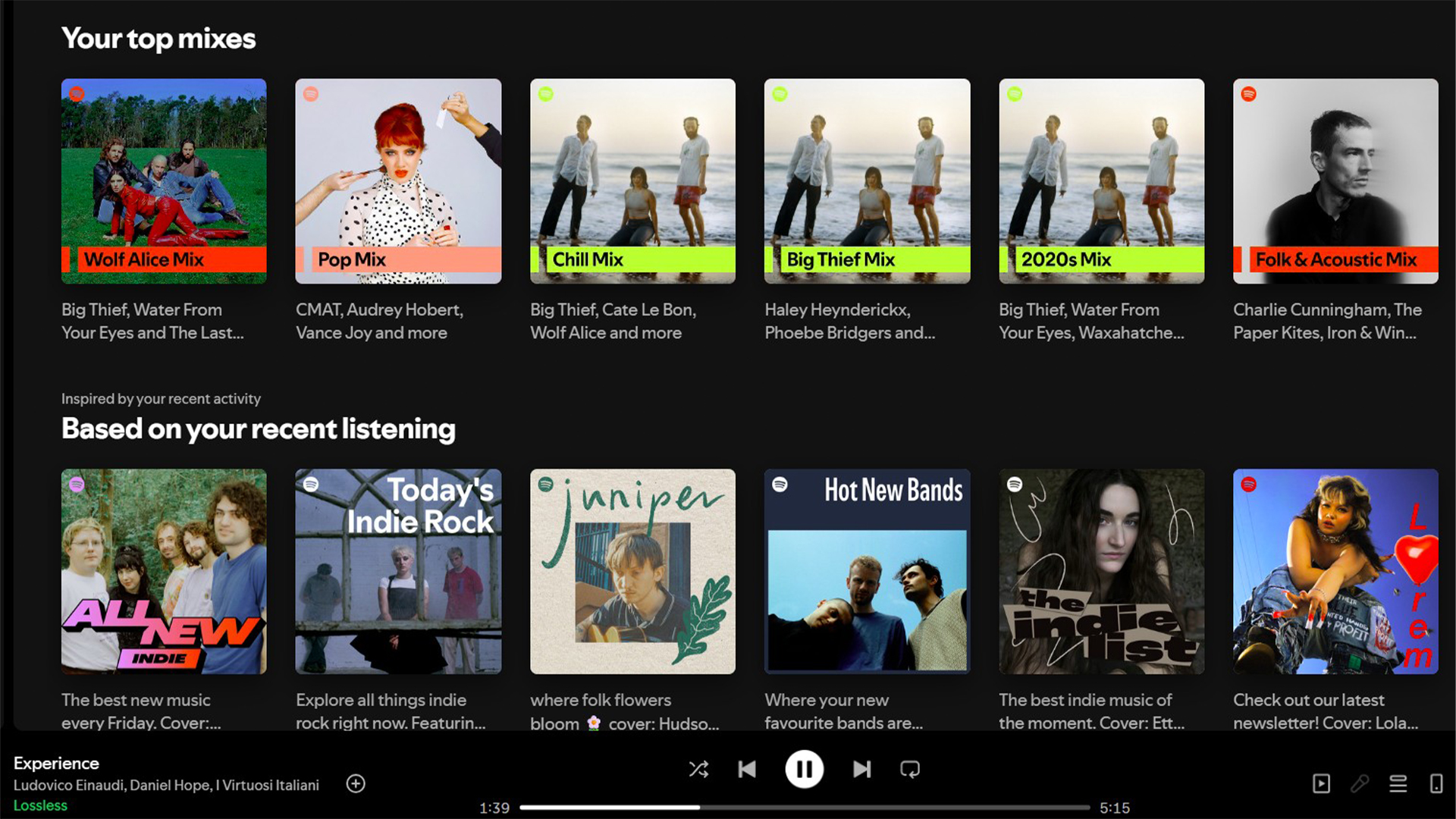 Spotify music streaming service Top Mixes