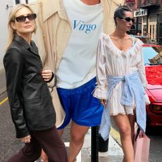 fashion collage featuring celebrities and influencers like Katie Holmes, Pia Baroncini, and Lucy Williams wearing chic 2026 outfits with blue ballet flats