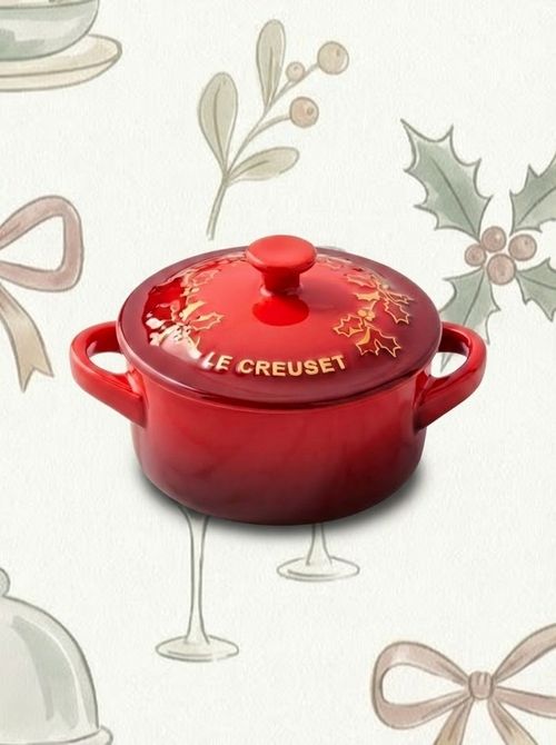 Le Creuset Stoneware Holly Mini Cocotte, 8-Oz