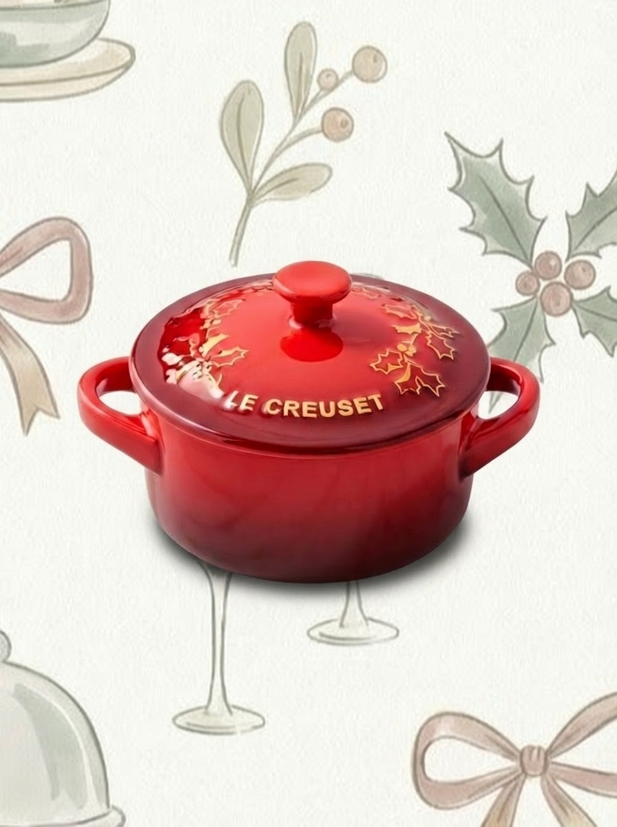 Le Creuset Stoneware Holly Mini Cocotte, 8-Oz