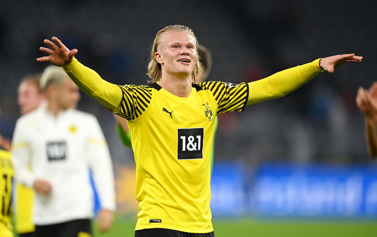 Borussia Dortmund striker Erling Haaland celebrates