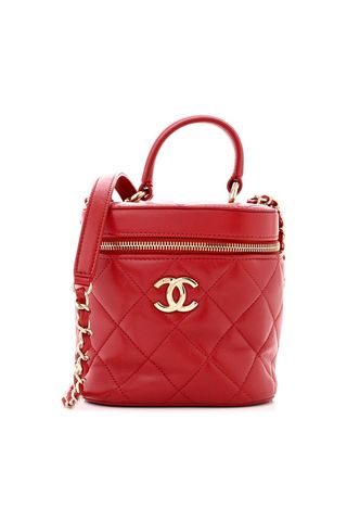 Chanel Lambskin Quilted Trendy Vanity Case Red