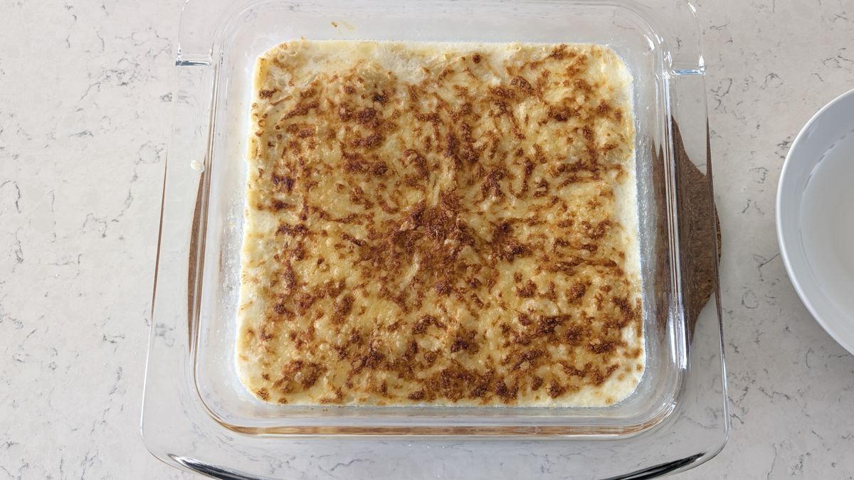 Mac and cheese cooked using Ninja Crispi Microwave