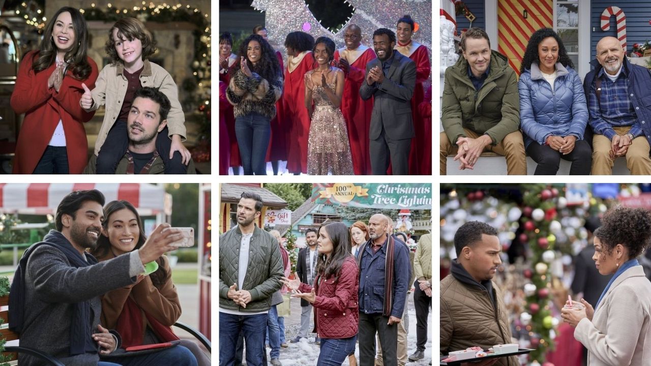 Hallmark&#039;s Christmas movie schedule collage of upcoming releases