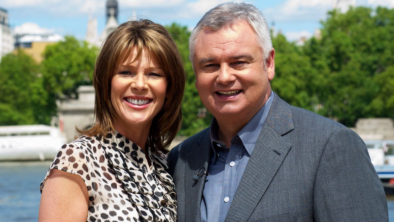 Ruth Langsford and Eamonn Holmes pose for pictures on the south bank on July 21, 2010 in London, England