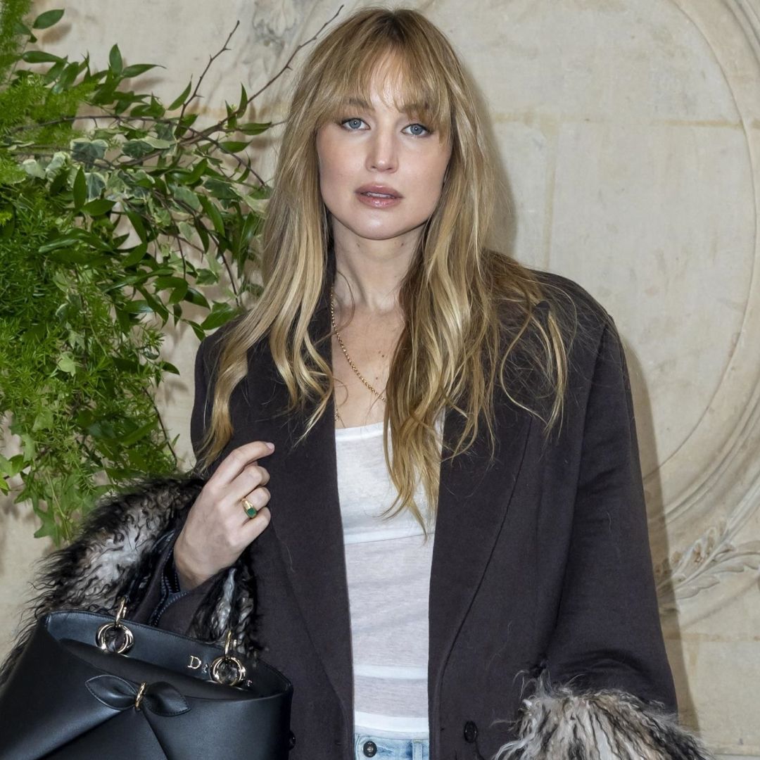 Jennifer Lawrence attended the Dior Spring 2026 Couture show in wide-leg jeans and a tank top