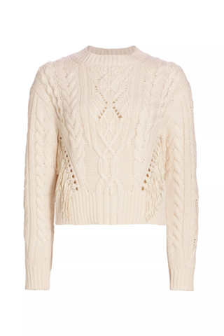 Vince Fringe Cable-Knit Wool-Cashmere Sweater 