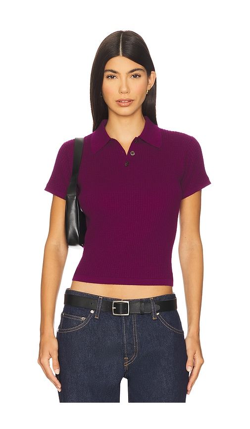 Shrunken Cashmere Polo Top