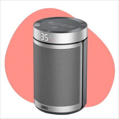 Dreo Atom 316 electric heater cut out on a pink and white background