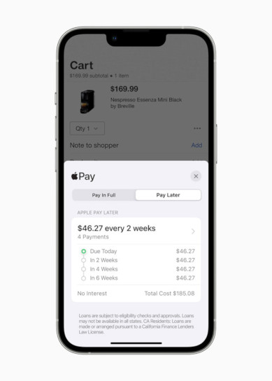 Apple Pay later on iPhone