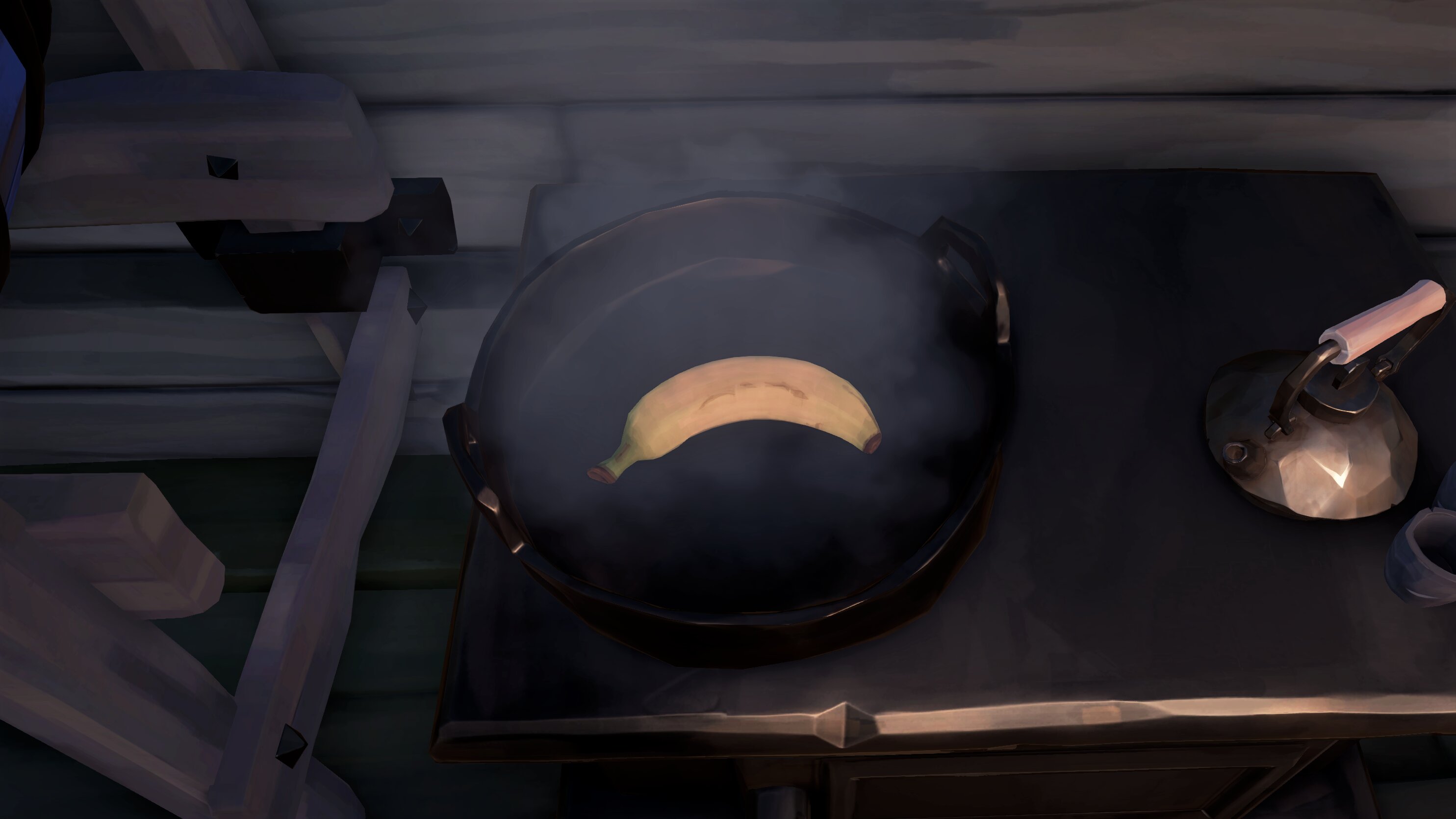 Sea of ​​Thieves: The Legend of Monkey Island cozinhando banana