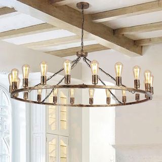 brass wagon wheel style chandelier