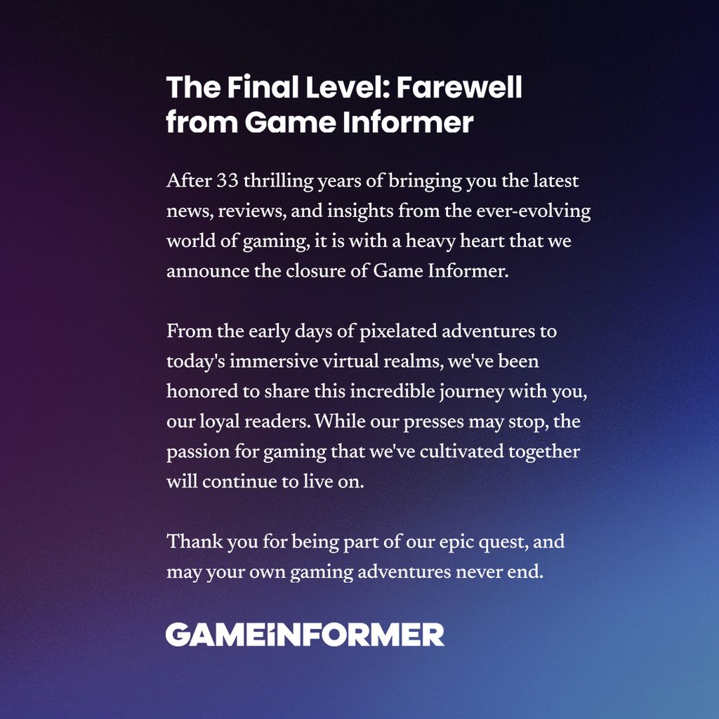 Game Informer, the longest running US gaming magazine, shuts down after