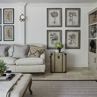 gallery wall in neutral living room