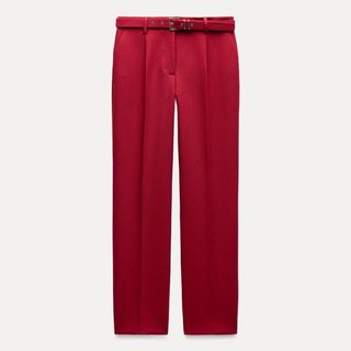 red suit trousers from Zara