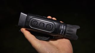 A view of the buttons on top of the Rexing B1 Basic night vision monocular