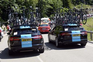Team Sky cars on stage eleven of the 2014 Tour de France