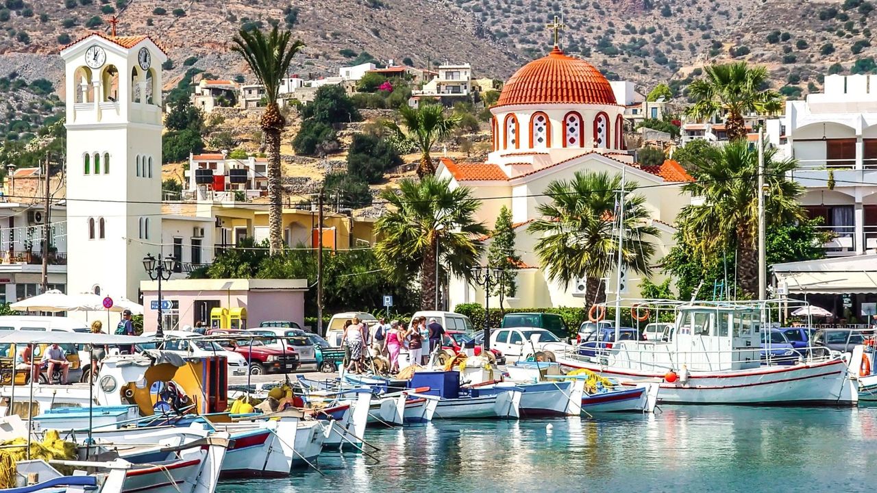 Harbor town of Elounda on the island of Crete