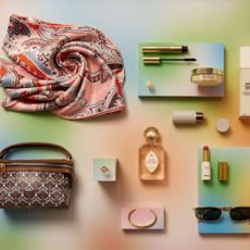 Liberty Mother's Day gifts such as perfume, scarf, handbag, and makeup.