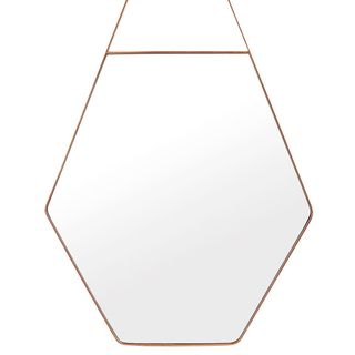 hexagonal wall mirror with golden frame