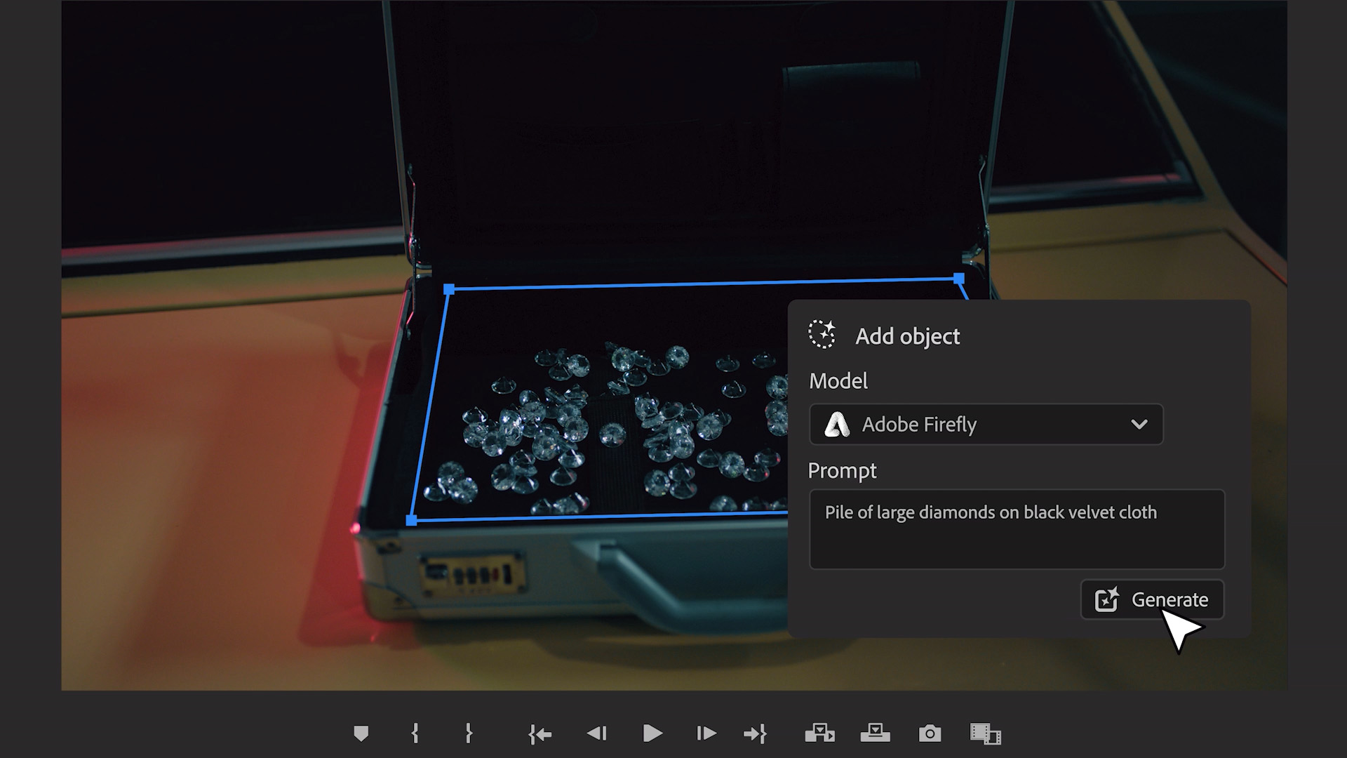A screenshot demonstrating new Firefly AI tools in Adobe Premiere Pro