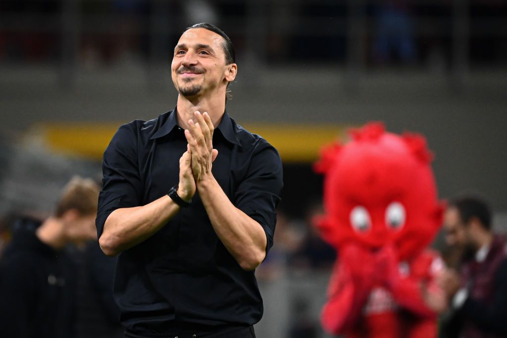 A celebration for Zlatan Ibrahimovic of AC Milan held at the end of the Italian Serie A football match AC Milan vs Hellas Verona in Milan, Italy on June 4, 2023. (Photo by Piero Cruciatti/Anadolu Agency via Getty Images)