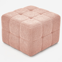 Blush Pink Boucle Cube Ottoman | £49.99 at TK Maxx
