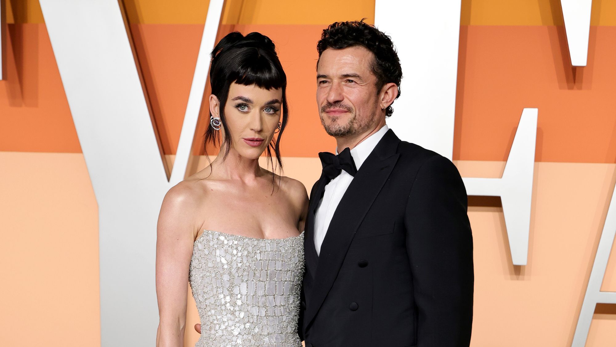 Katy Perry and Orlando Bloom attend the 2025 Vanity Fair Oscars party