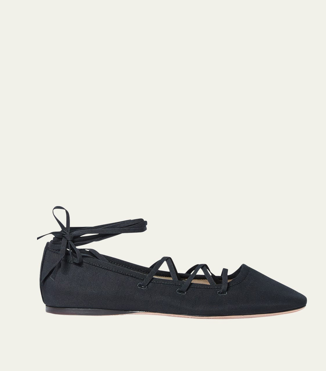 Louisa Satin Lace-Up Ballerina Flats