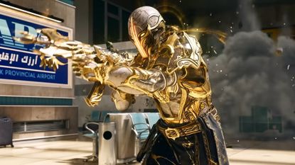 Call of Duty battle pass armor with gold fantasy trim