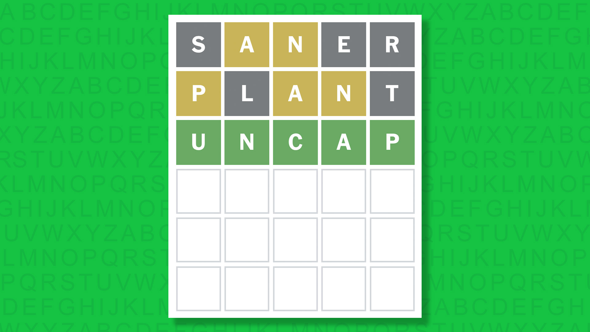 NYT Wordle answer for game 1940 on a green background