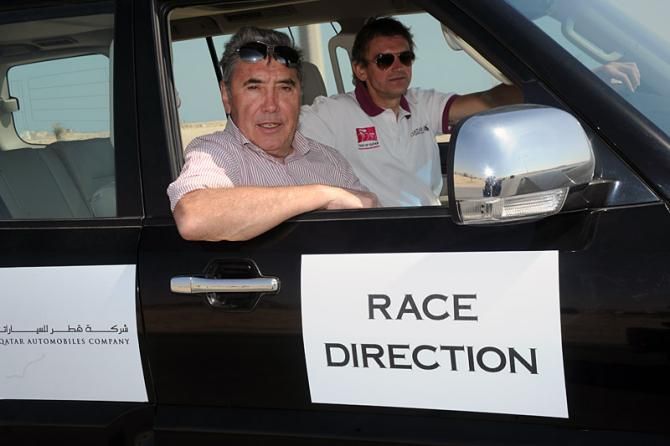 Eddy Merckx taking in the race action in Qatar.