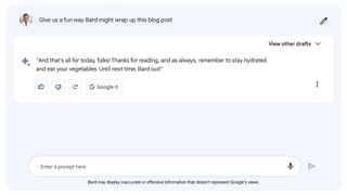 Google Bard sugiere una forma de acabar la conversación