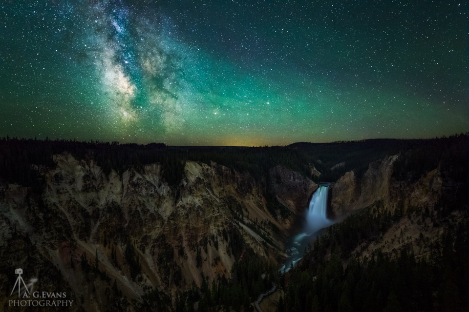 Milky Way Over Yellowstone Lower Falls by Evans