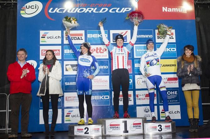Elite women's podium: Katerina Nash, Katherine Compton, Marianne Vos