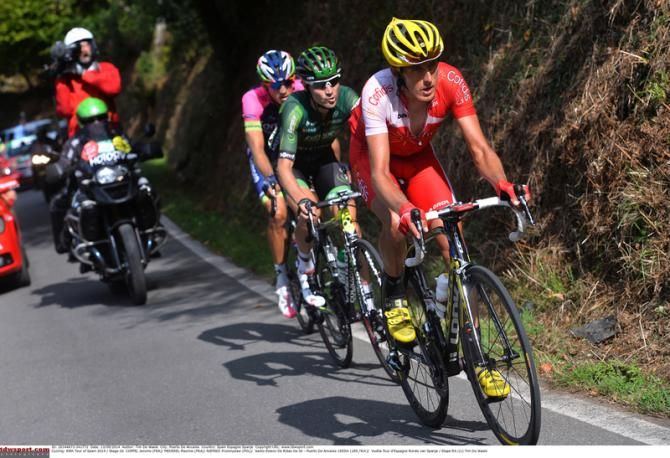 J&eacute;r&ocirc;me Coppel (Cofidis) leads the breakaway