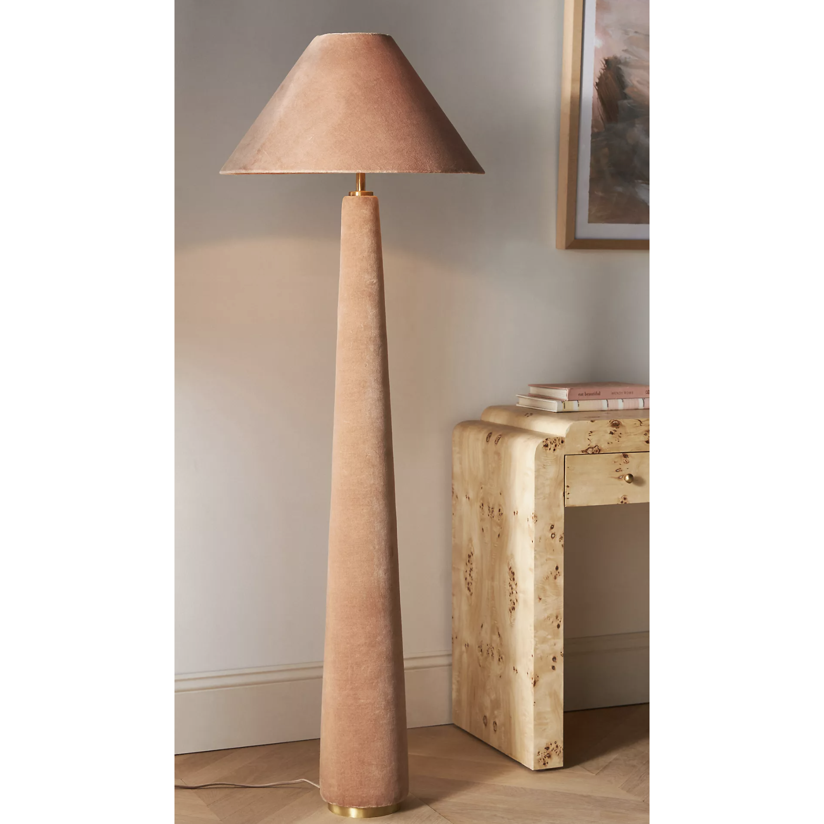 pink velvet floor lamp