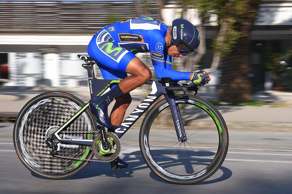 Nairo Quintana (Movistar) during the Tirreno time trial