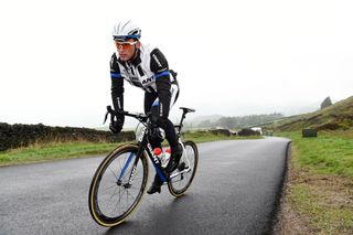 Marcel Kittel tops out over the Bradfield climb before the descent down Kirk Edge Road towards Oughtibridge