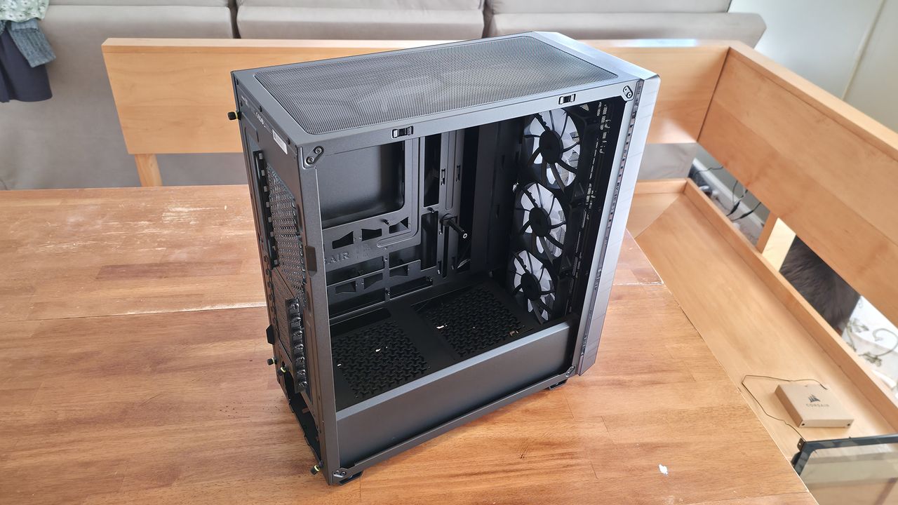 The Corsair 3200D mid-tower PC case in smoke color